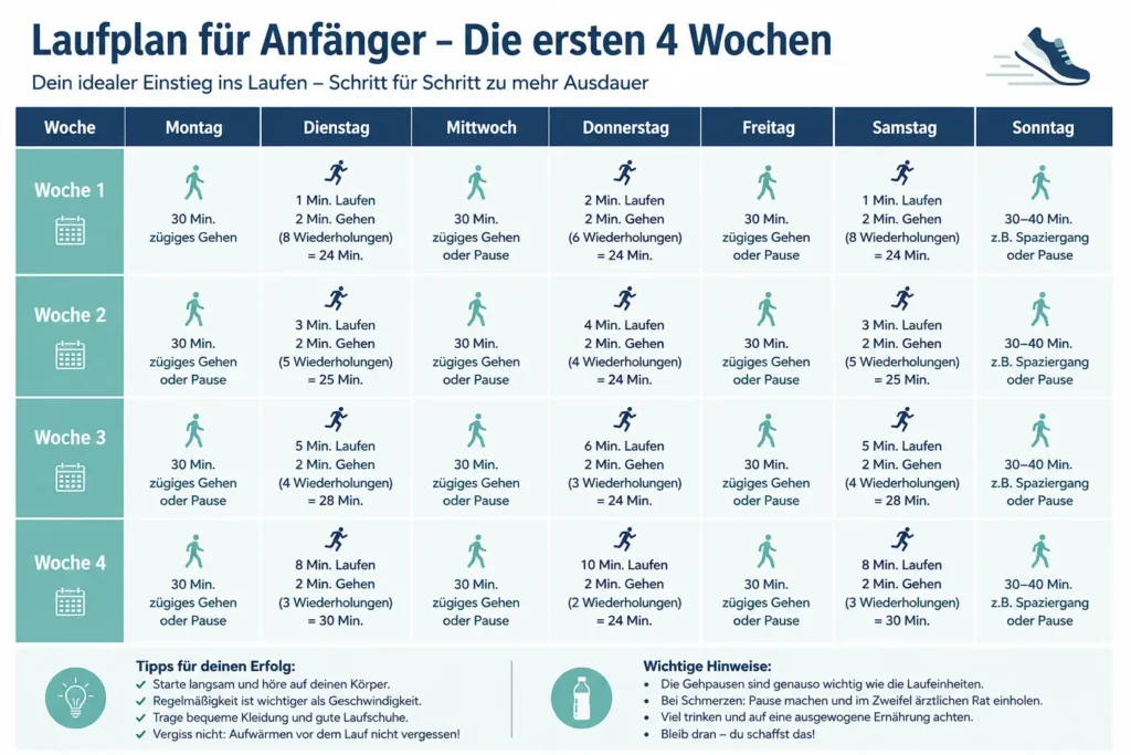 Anf&auml;nger Laufplan &ndash; Dein Trainingsplan f&uuml;r den erfolgreichen Laufeinstieg